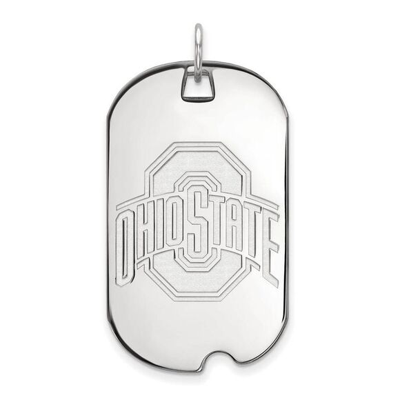 10k White Gold Ohio State Large Dog Tag Pendant